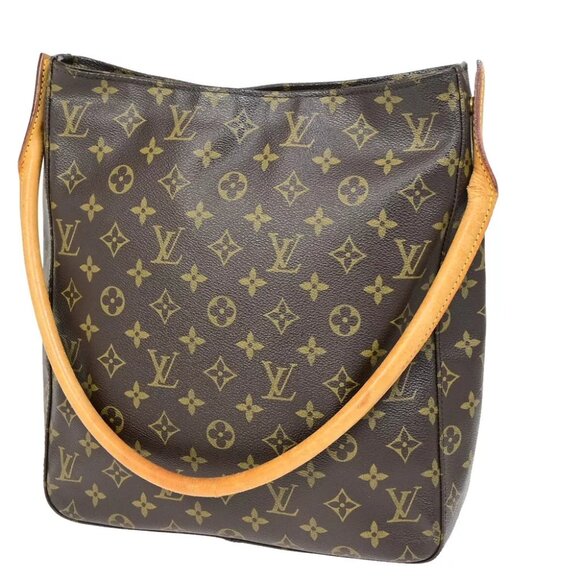 LOUIS VUITTON Looping GM Shoulder Bag Monogram Leather Brown USA M51145 37FA734 - Picture 1 of 16